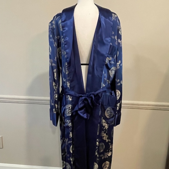 Solz Squirrel Mens Satin Chinese Dragon Lounging/Smoking Jacket - Picture 1 of 3